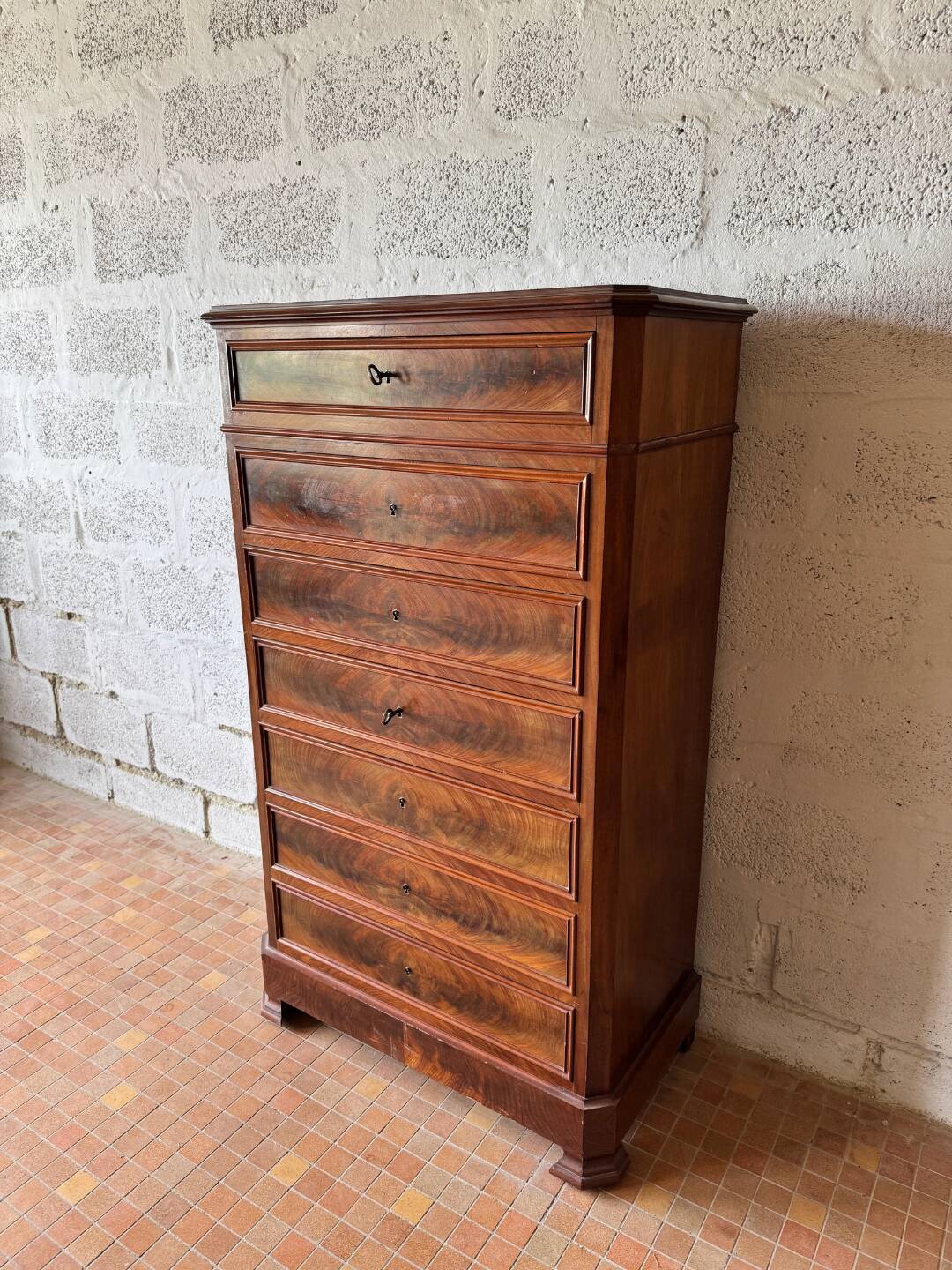 Semainier en noyer - Époque Louis-Philippe