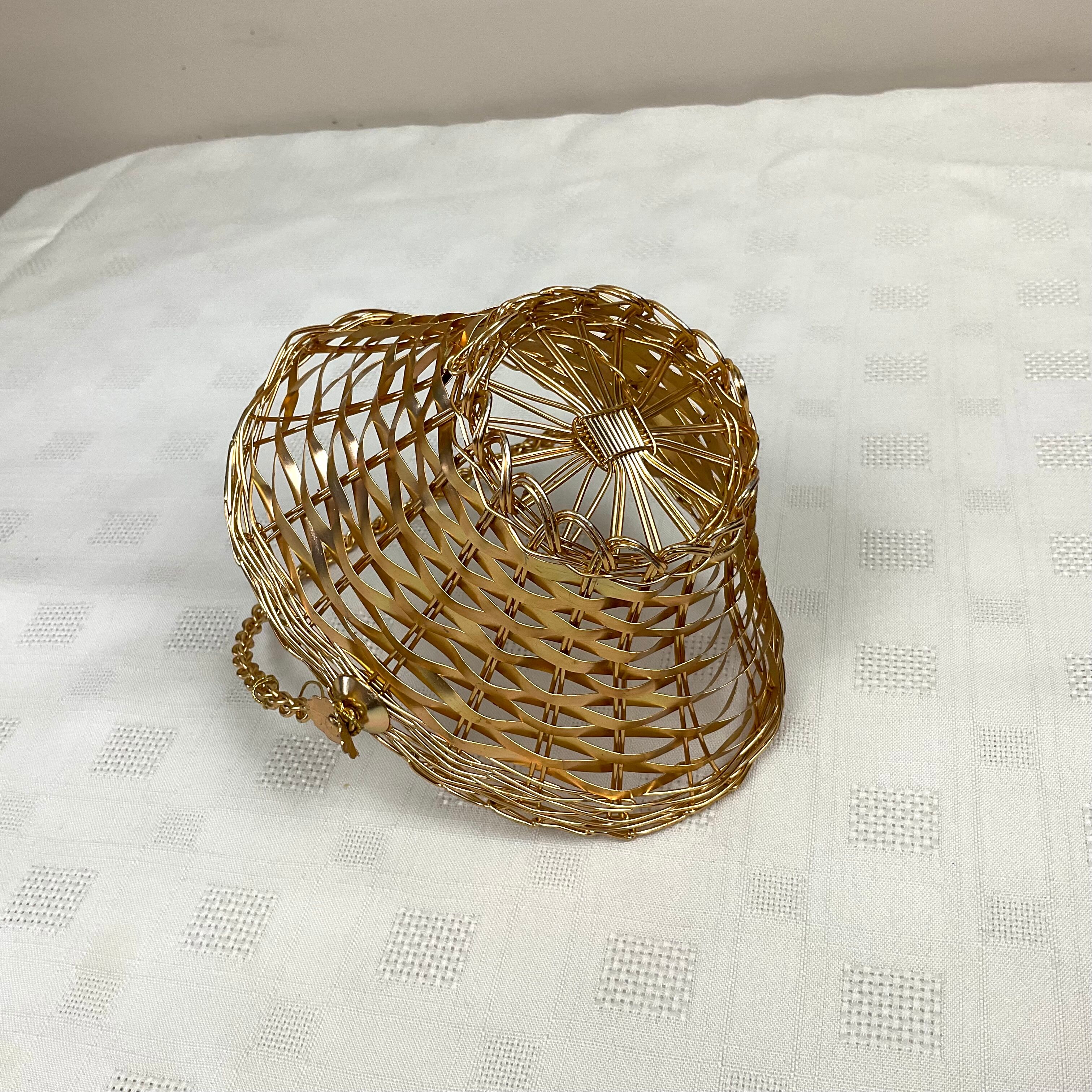 Vintage golden metal basket