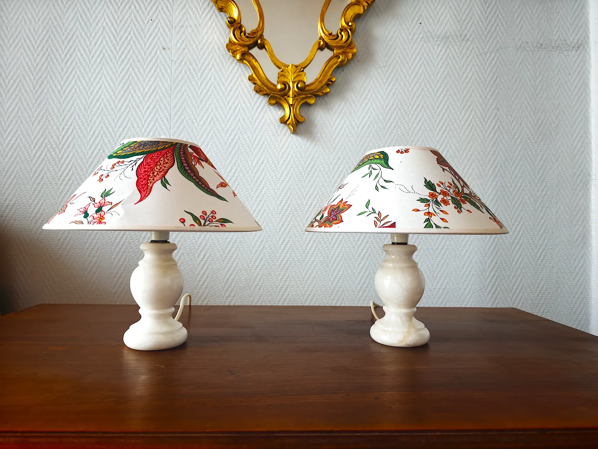 Pair of vintage alabaster lamps