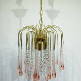 Murano chandelier pink crystal drops