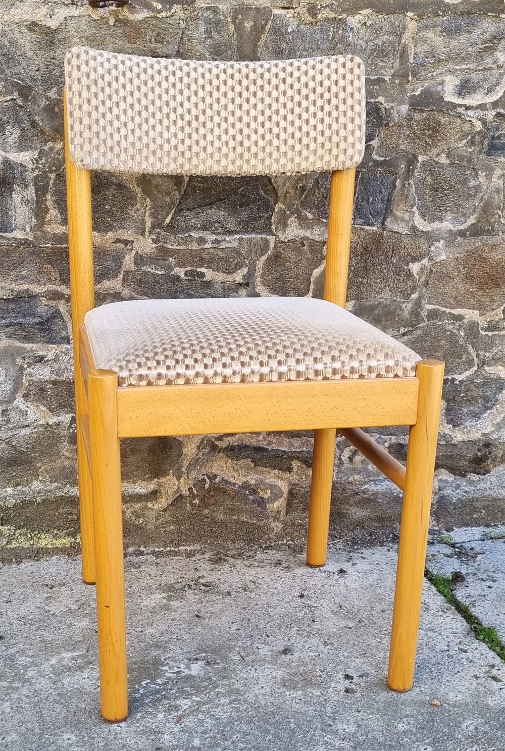 Baumann wood and velvet chair, Scandinavian spirit, vintage, 60s