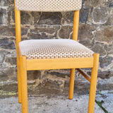 Chaise Baumann bois et velours, esprit scandinave, vintage, années 60