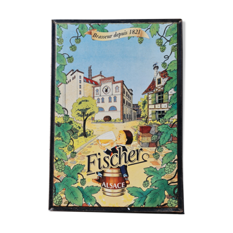 Advertising plate sheet beer Fischer Alsace