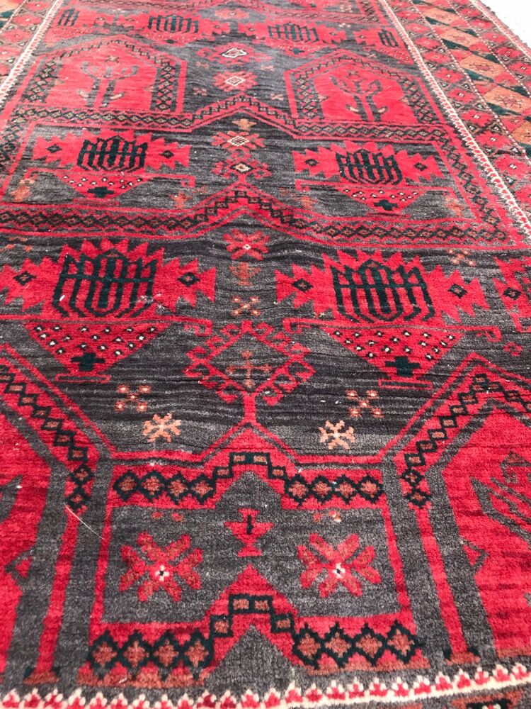 Afghan old rug Turkmen belutch handmade 110x220 cm