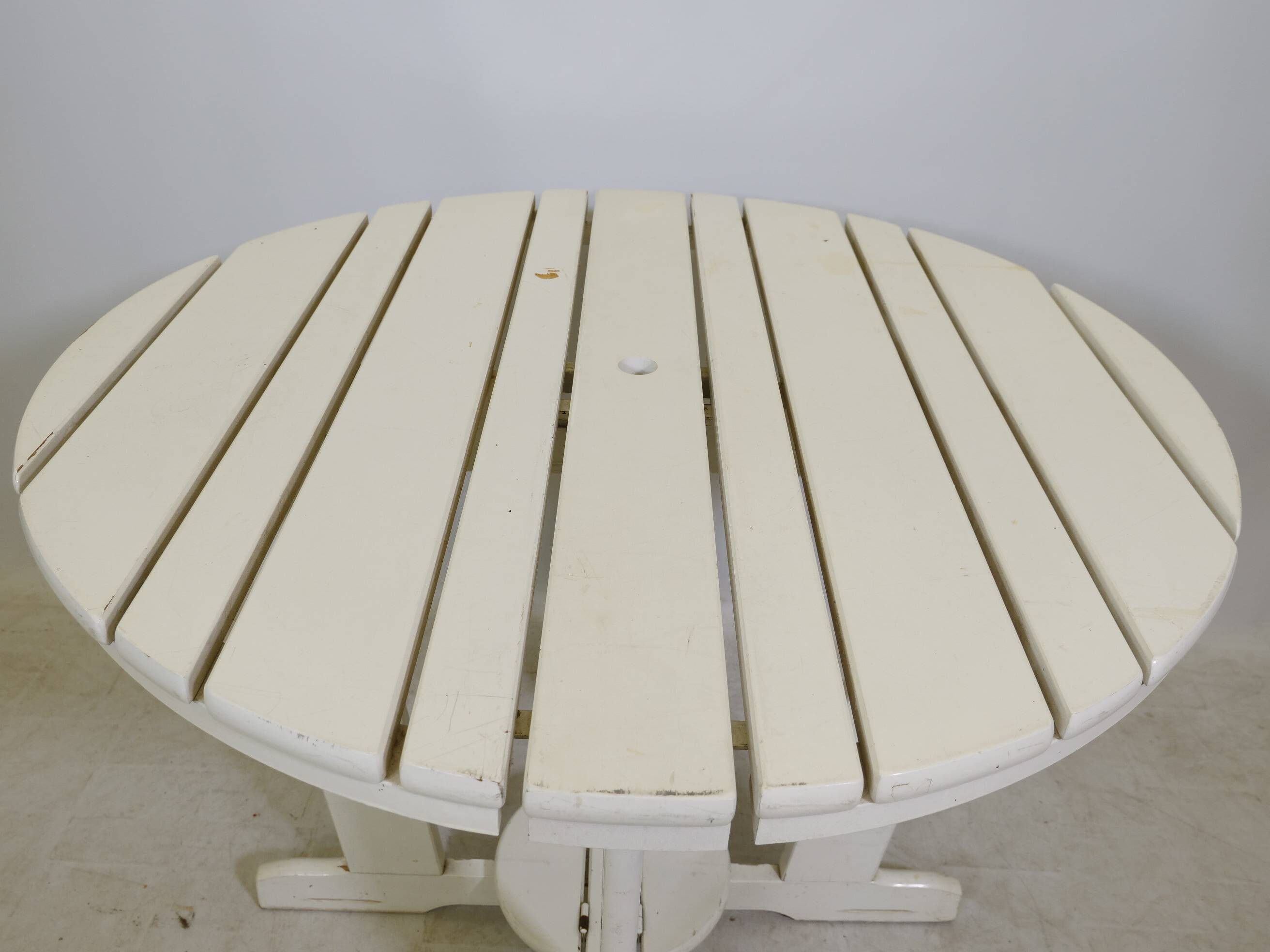 Vintage garden folding table in wood by Triconfort Model Riviera, 1970s
