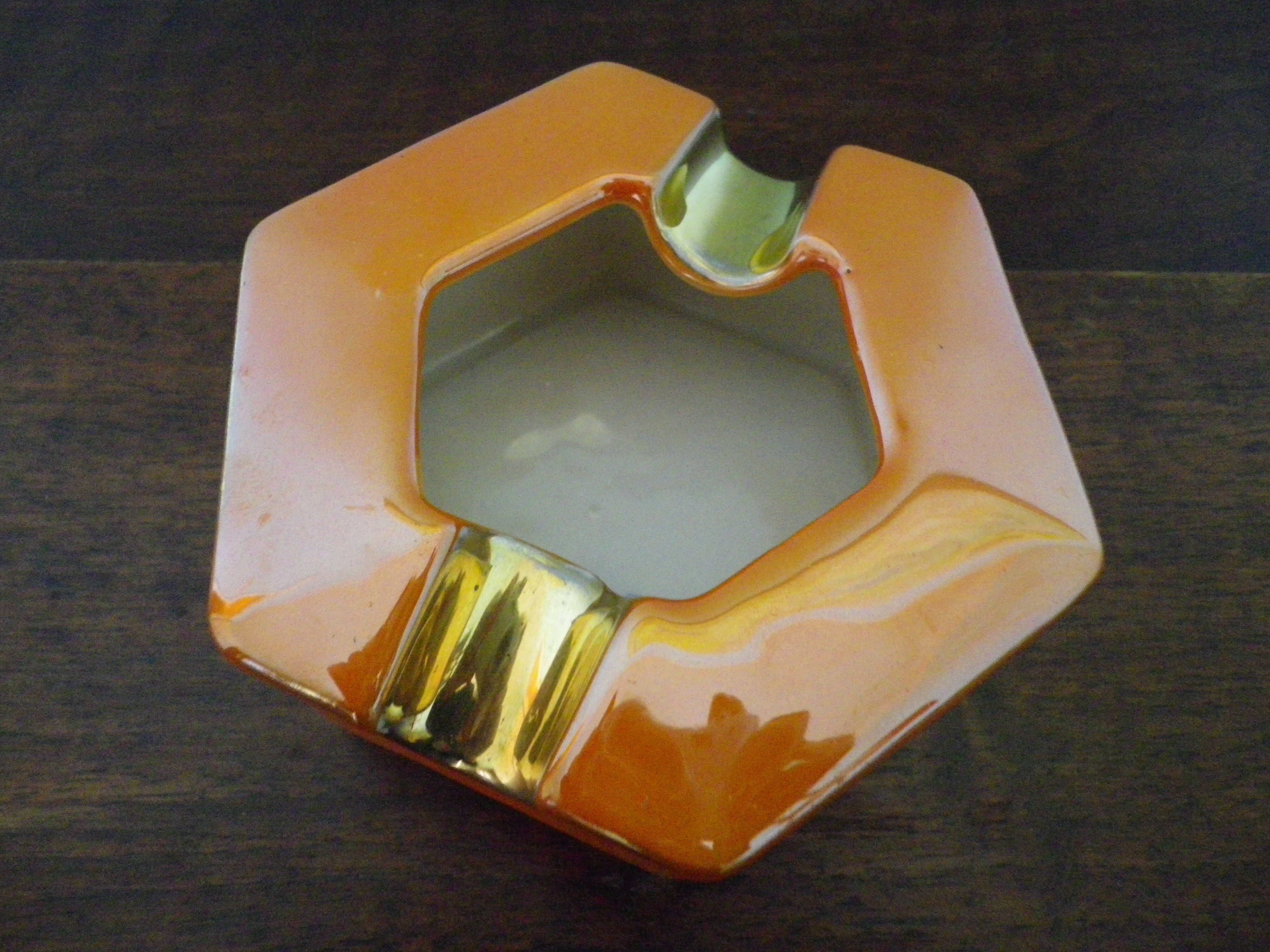 Vintage porcelain ashtray with gilding, Victoria china Czechoslovakia, 60/70s