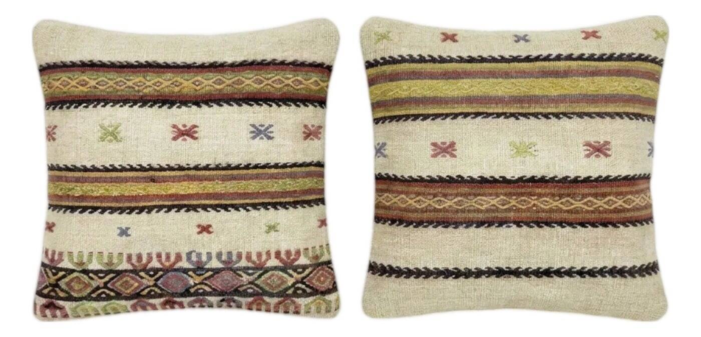 Set of 2 vintage kilim cushion covers 51x51 cm