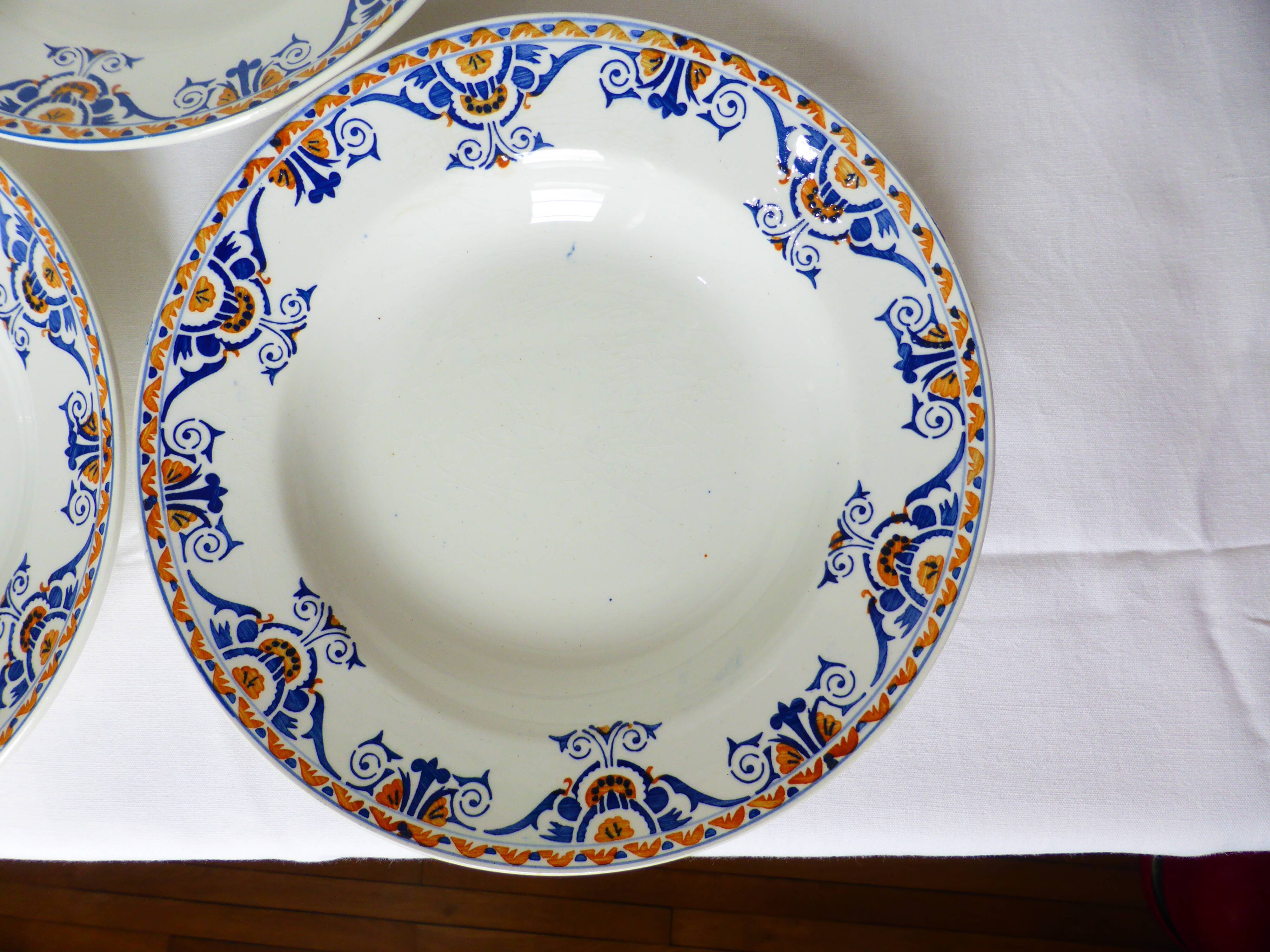 3 vintage soup plates from Moulin des Loups et Hamage, St Gast model 220525