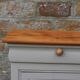 Renovated antique bedside table – Greige Galuchat, wooden top – houseboat style