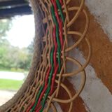 Vintage flower rattan mirror