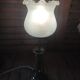 Lamp candlestick brass Tulip frosted glass bluish dp 1222101