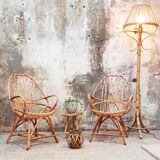 Pair of vintage rattan armchairs
