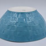 Salad bowl in earthenware Digoin Sarreguemines trompe l'oeil basket in blue