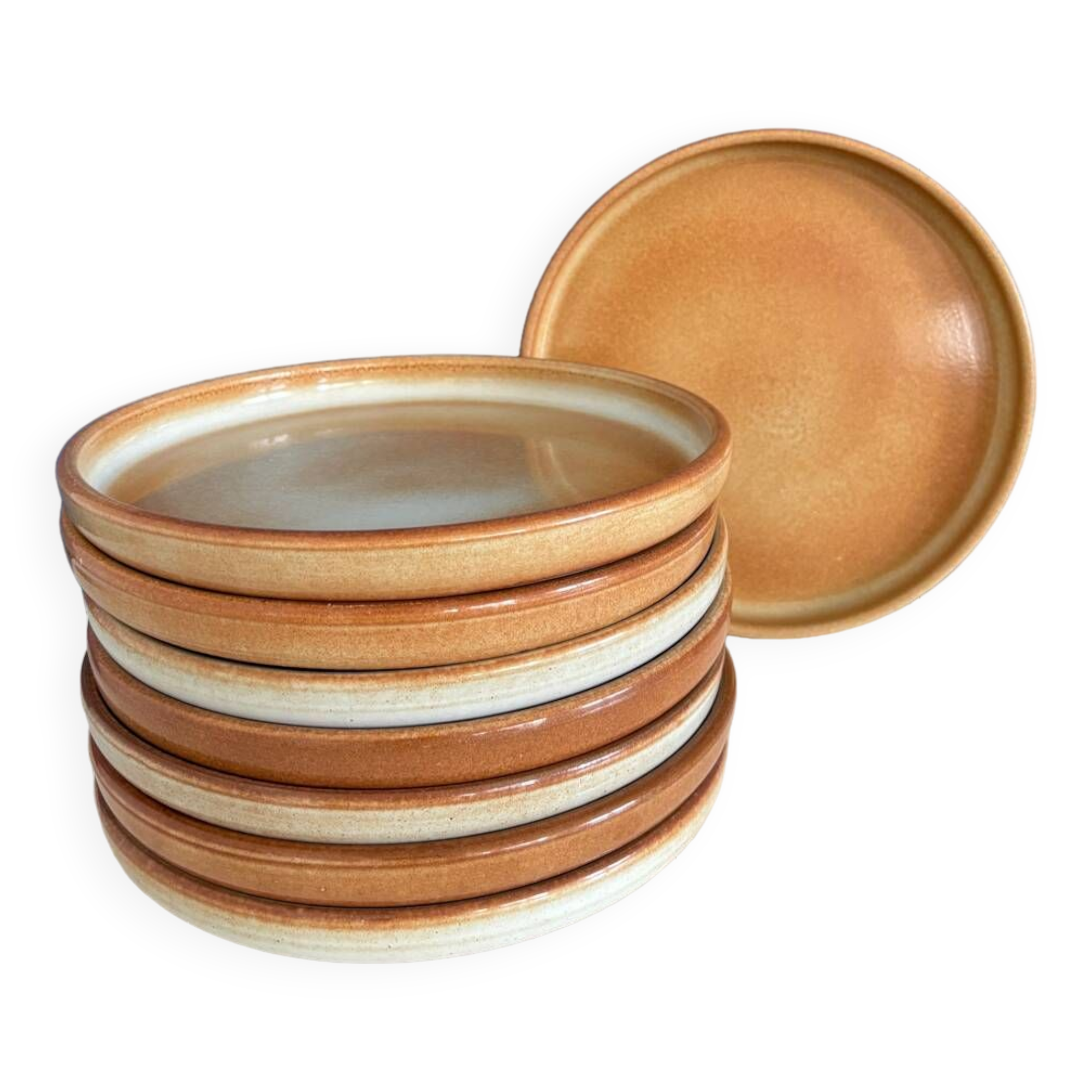 Service de 6 assiettes creuse en grès vintage - art de la table ceramique grès vintage