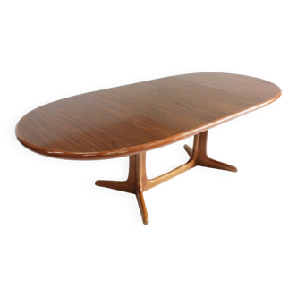 Vintage Danish large oval extendable dining table