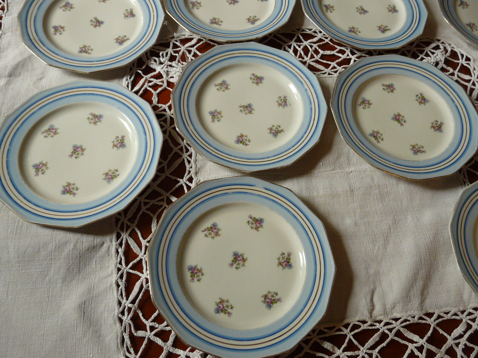 10 plates dessert porcelain of limoges art deco