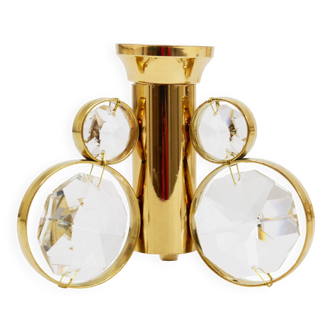 10 brass and crystal candle holders in the Palwa style by Gaetano Sciolari.