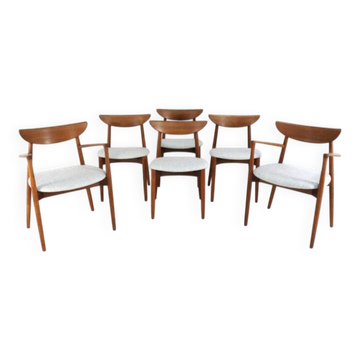 Ensemble de 4+2 chaises Harry Ostergaard pour Randers Møbelfabrik - design danois