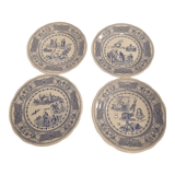 4 old plates talking rebus by factory of Gien