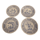 4 old plates talking rebus by factory of Gien