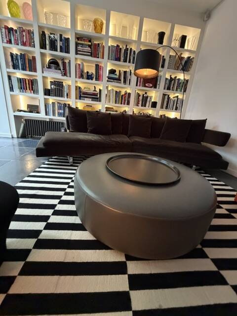 Pouf table basse avec plateau