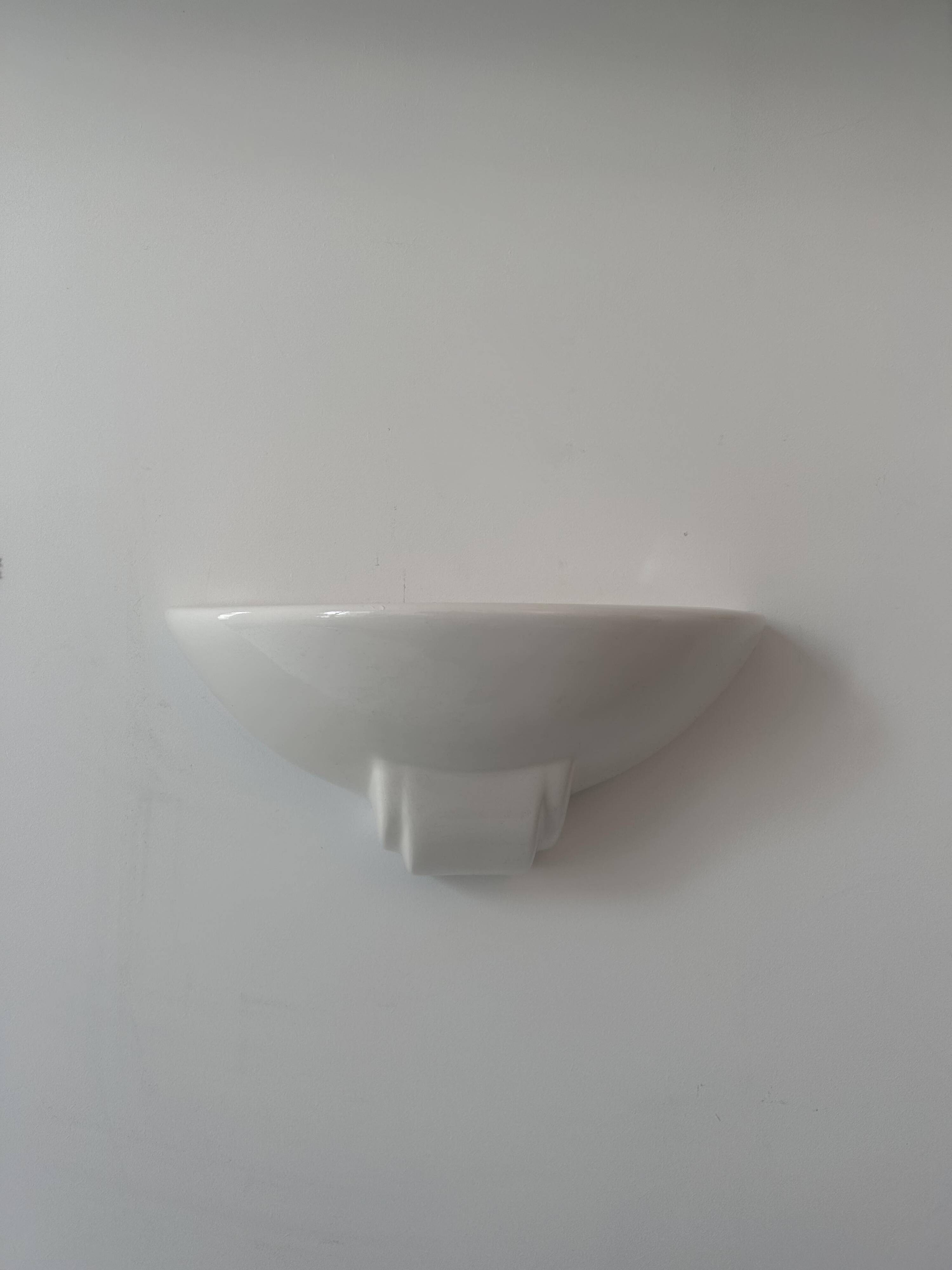 Pair of vintage porcelain wall lights, white, France 1970