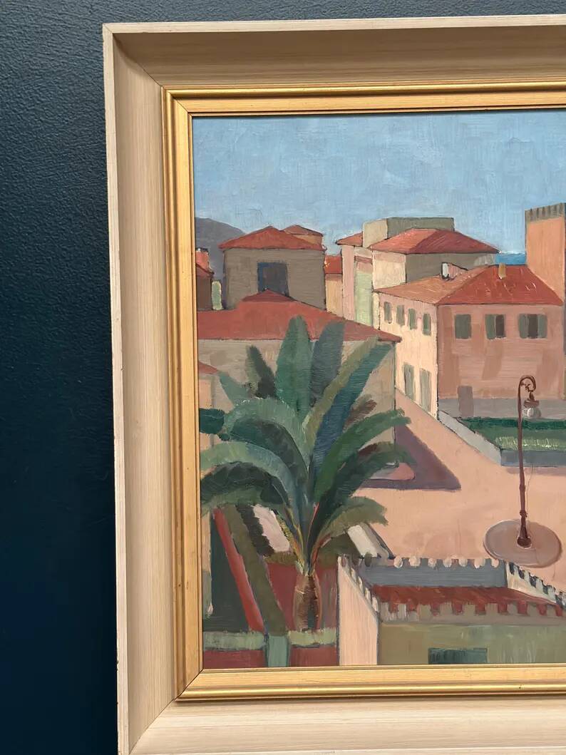 Original Swedish Oil on Canvas – “Motif from Italy” by K. Berthel – Signed – Dated 1949 – Vintage & Framed – 73 × 61 cm (28.7" × 24")