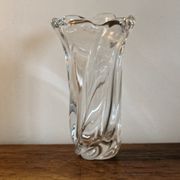 Twisted crystal vase, signed
