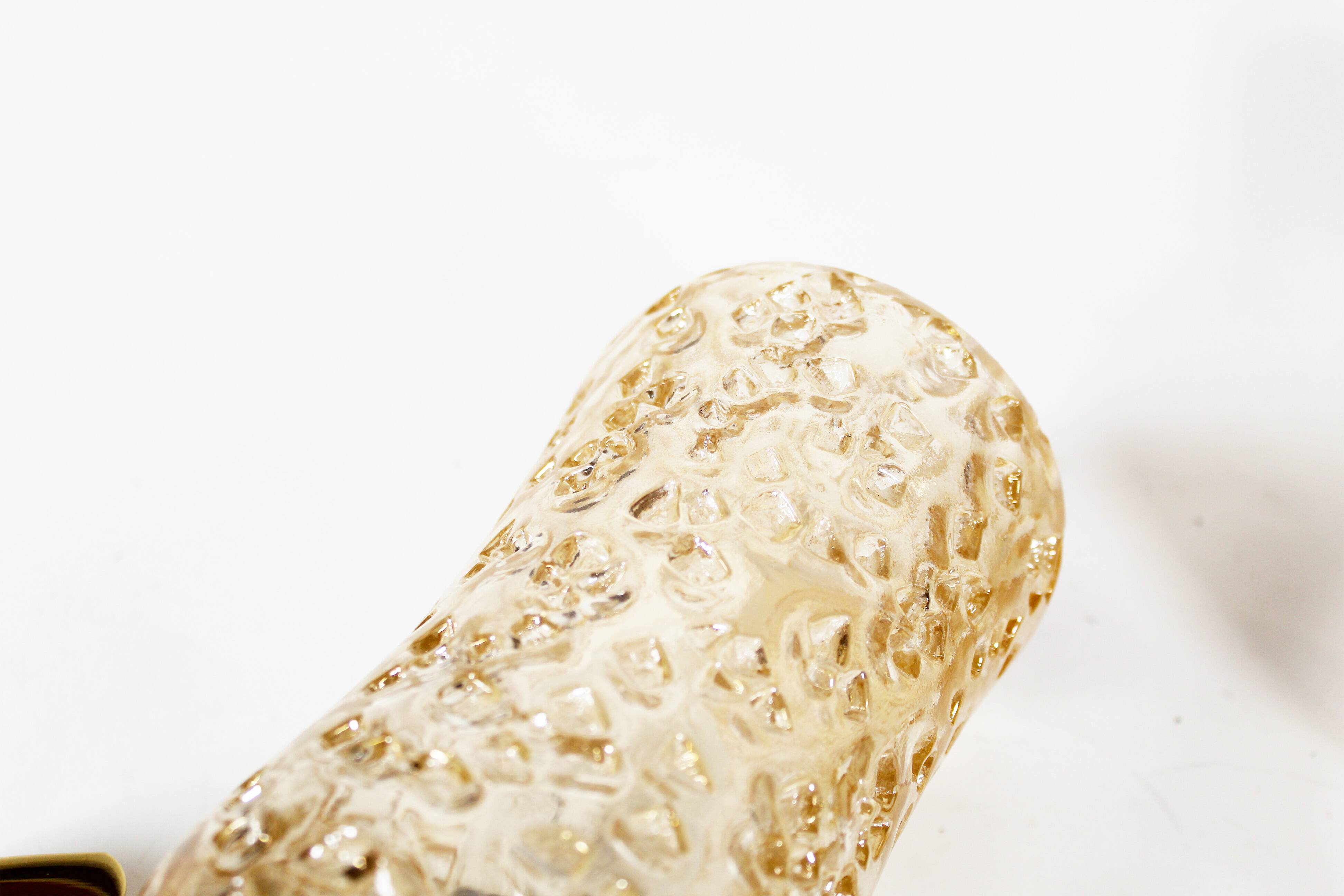 Set of two vintage brass and amber glass wall lamps by Wila Leuchten