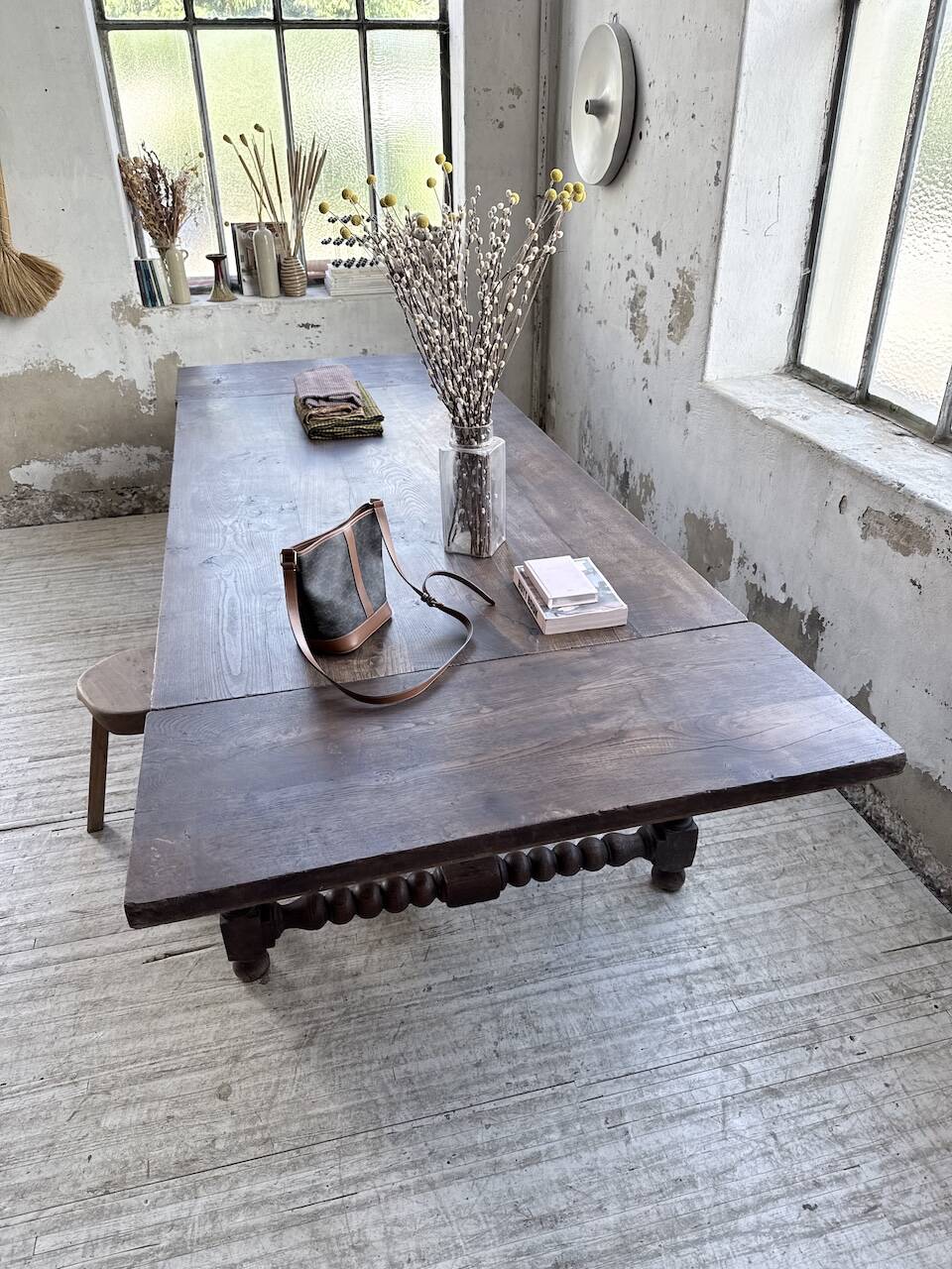 Solid oak table 1900 drapery style XL 280cm with extensions