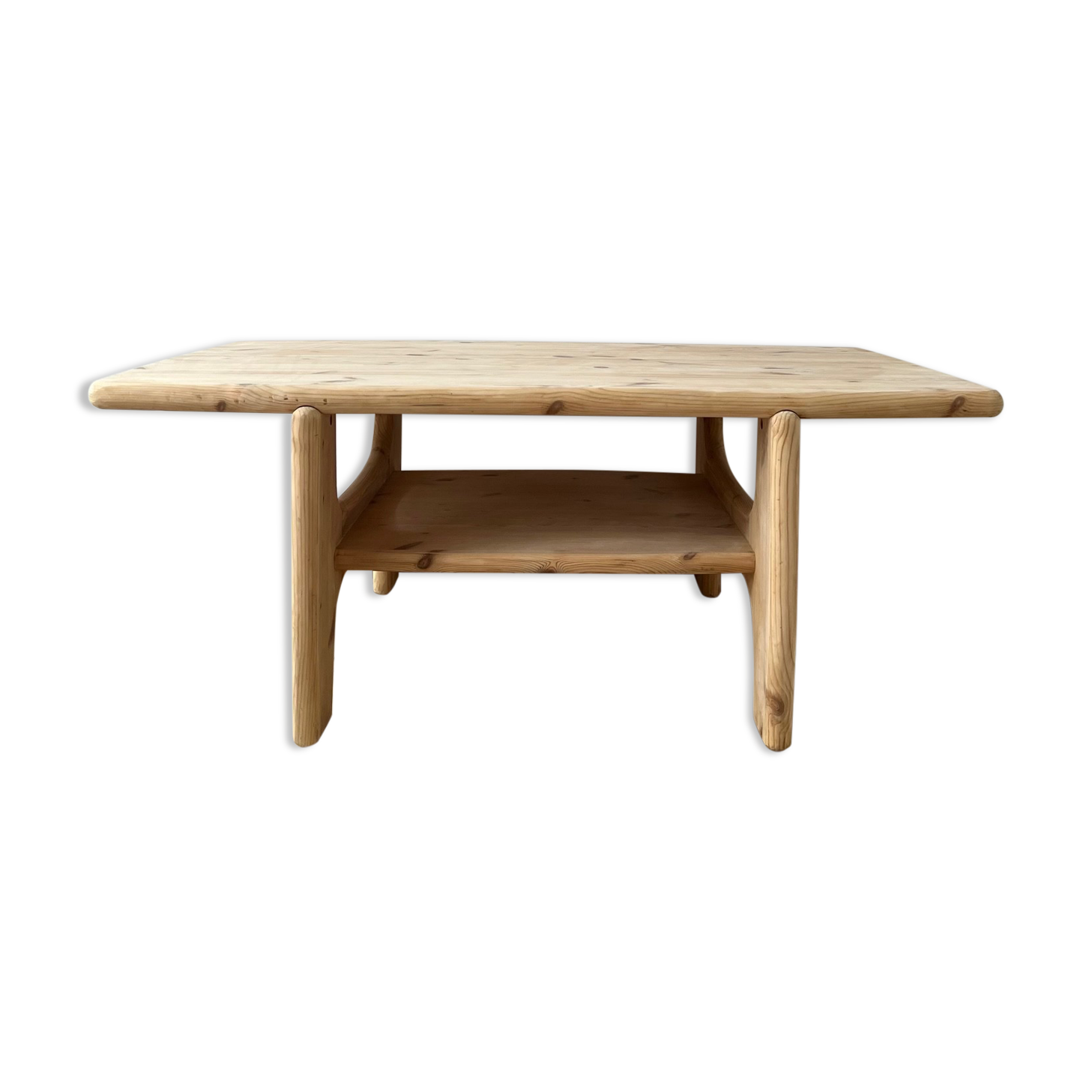 Danish mid-century free form pine coffee table