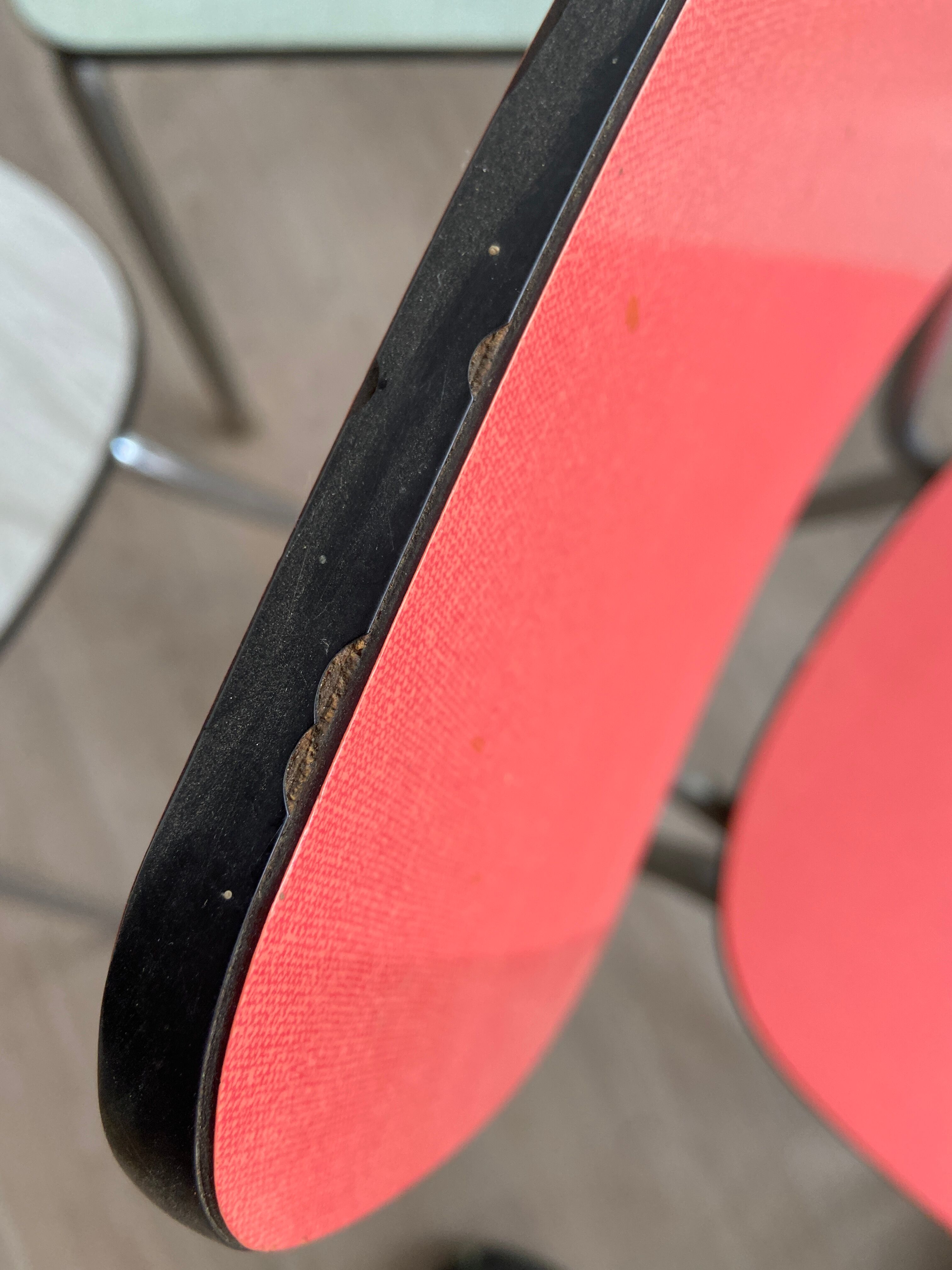 10 mismatched multicolored Formica chairs 60s
