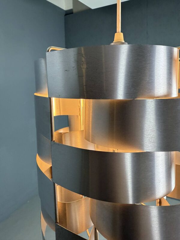 Suspension en aluminium Max Sauze, style mid-century modern, France, années 1970.