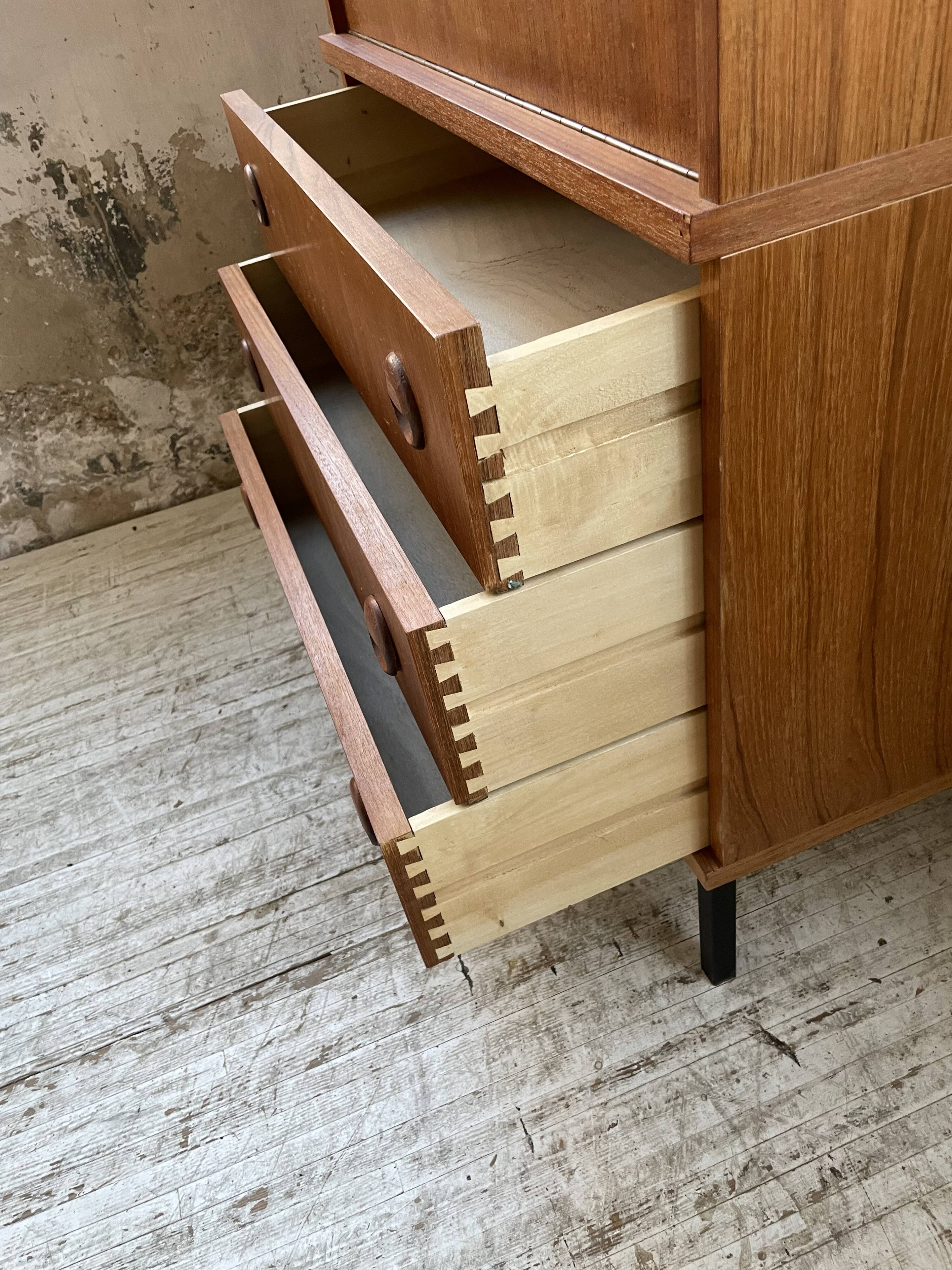 Modernist teak secretary desk, 1950s