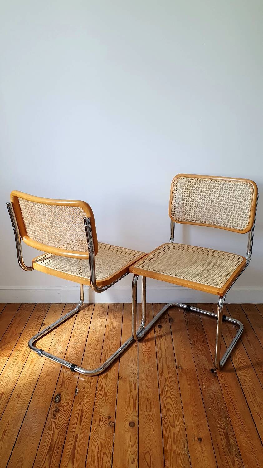 Pair of B32 Marcel Breuer cane chairs
