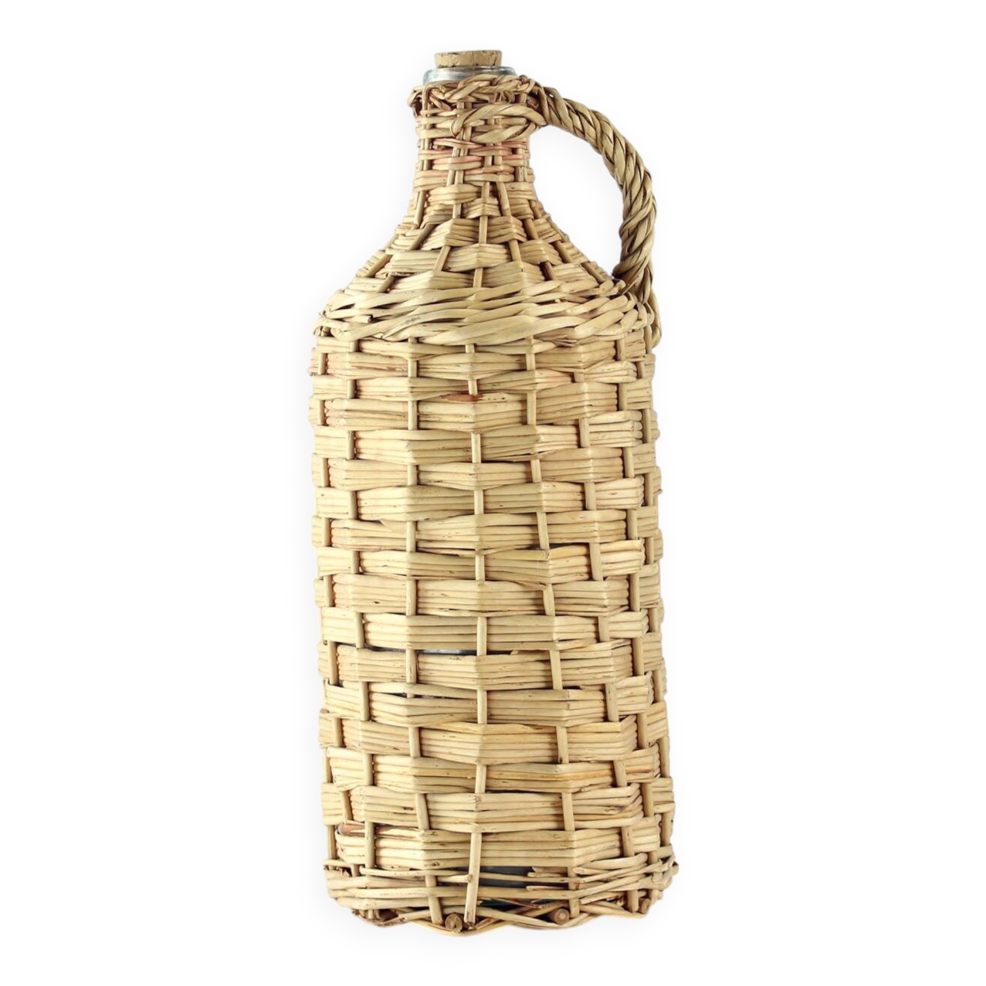 Bouteille en osier tressé vintage Demojohn, Tchécoslovaquie, années 1950
