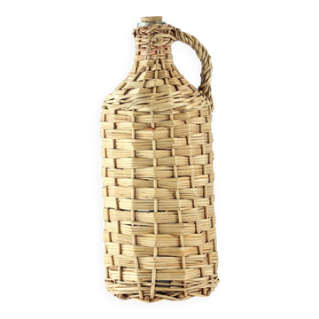 Bouteille en osier tressé vintage Demojohn, Tchécoslovaquie, années 1950