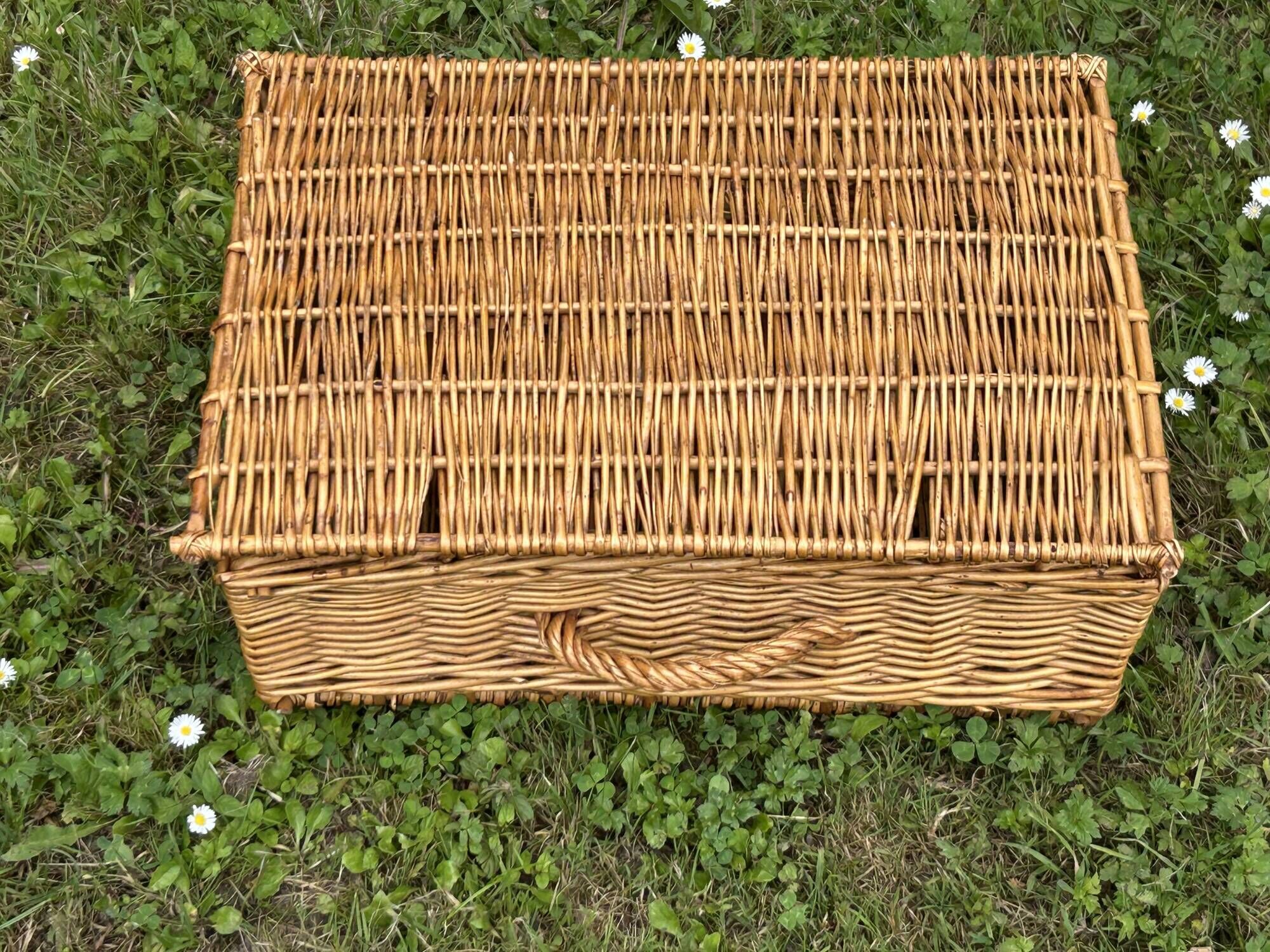 vintage hand-woven wicker storage basket or suitcase