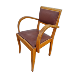 Fauteuil bridge art deco en skaï
