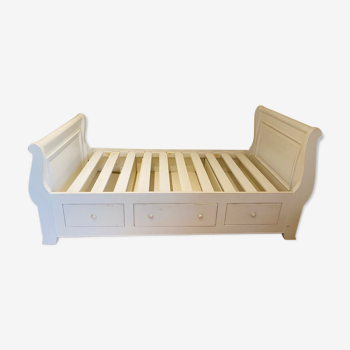 Children's boat bed 90x190 with 3 drawers - Interior's - solid white wood