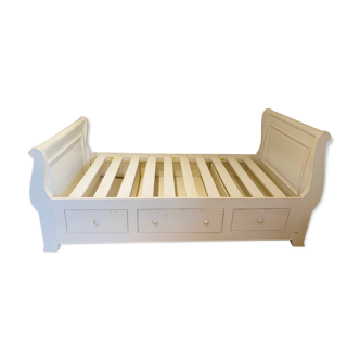 Children's boat bed 90x190 with 3 drawers - Interior's - solid white wood