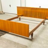 Scandinavian teak bed 1960 140x190 with table and light