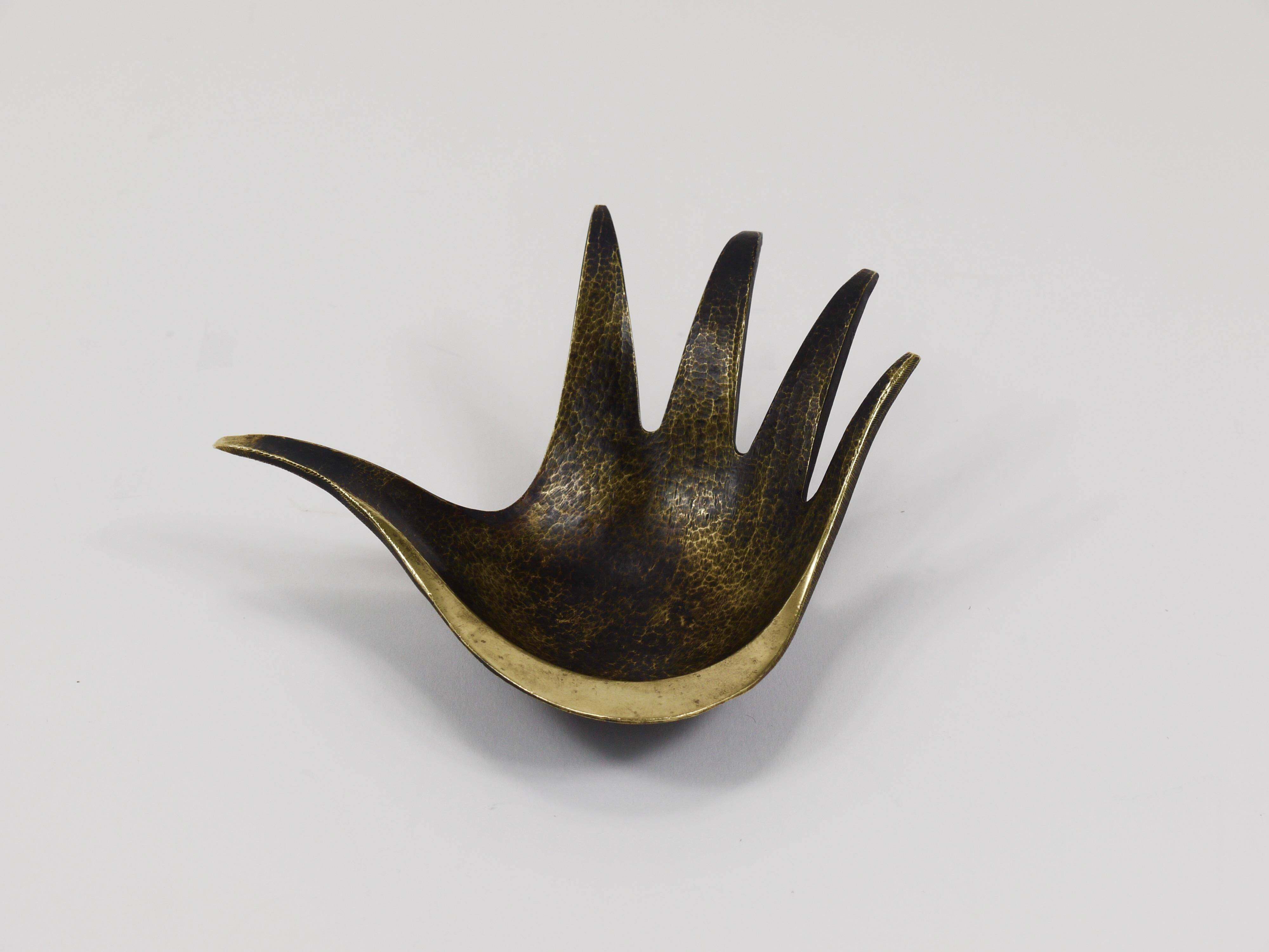 Bowl or sculptural ashtray in brass by Walter Bosse, Herta Baller, Austria, 1950s.