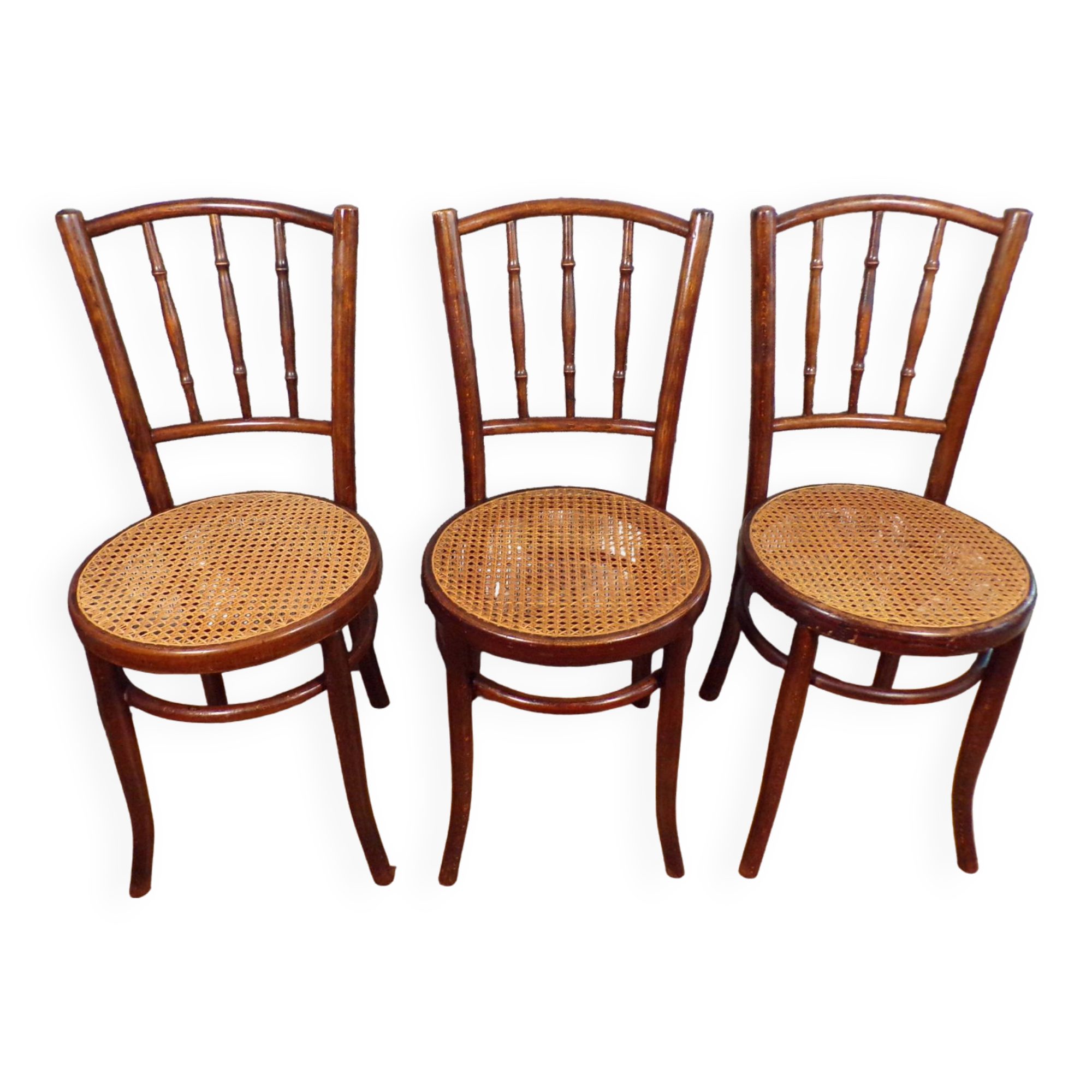 3 Mundus caned bistro chairs