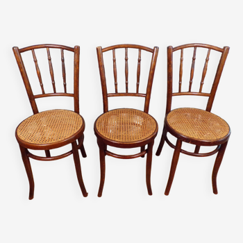 3 Mundus caned bistro chairs
