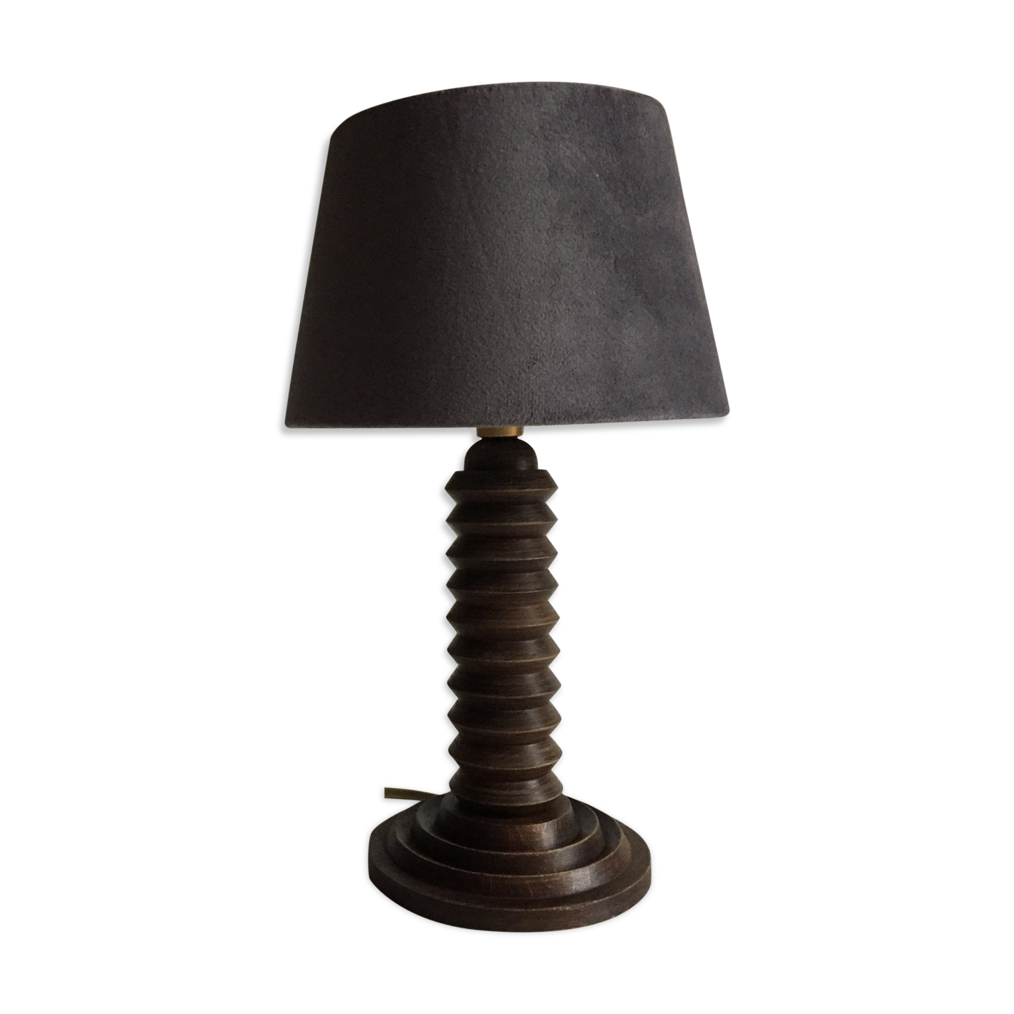 Vintage wood geometric lamp