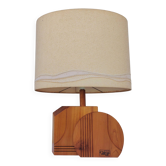 Large wooden lamp, geometric, 1970s design, F. Sénac