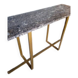 Designer console in gold metal and marble ep 1970