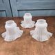Set of 3 vintage satin glass tulips for lighting – Beaded and pleated decoration