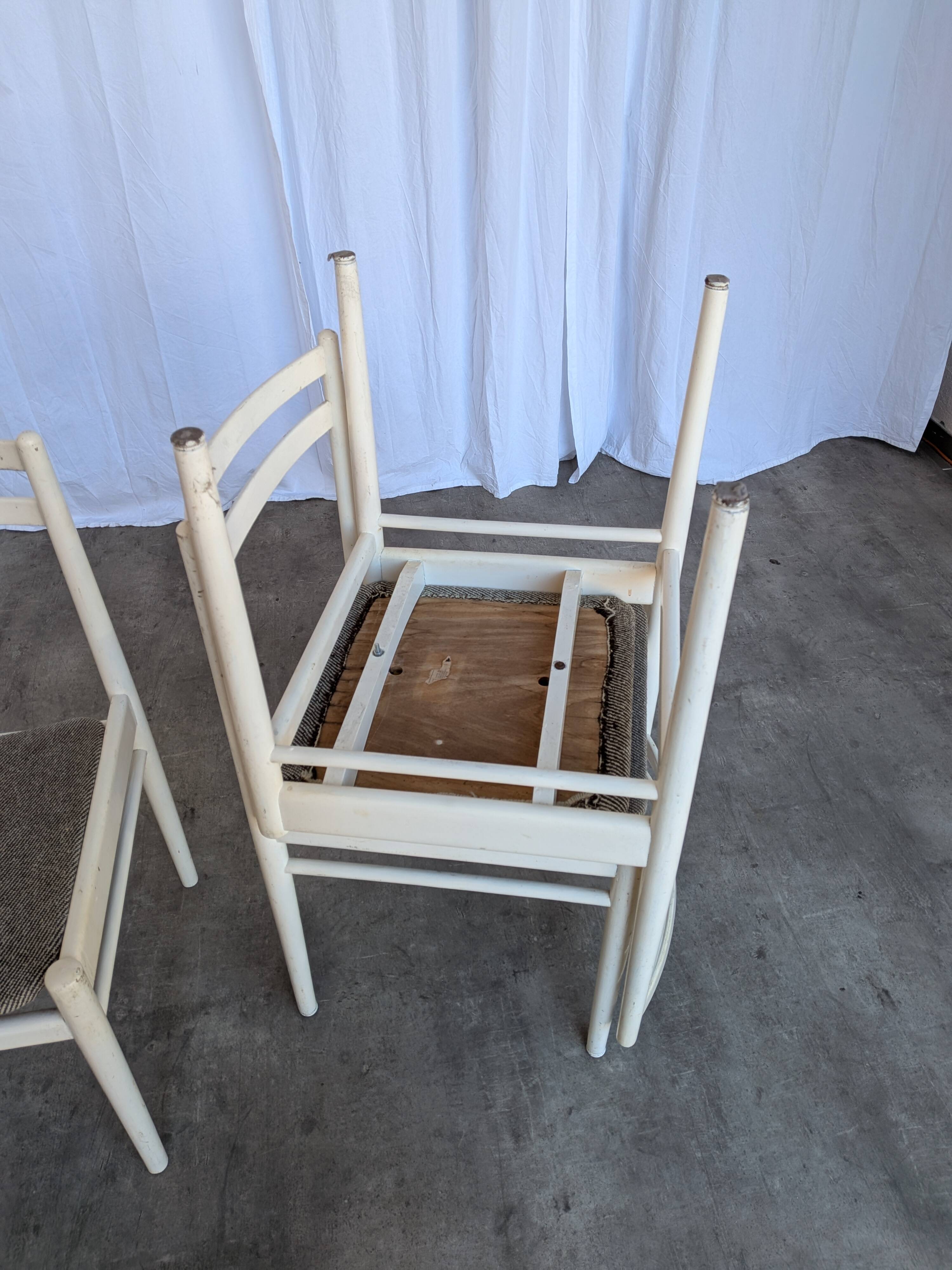 Set of 3 vintage stol kamnik white wooden chair: 1970s scandinavian design